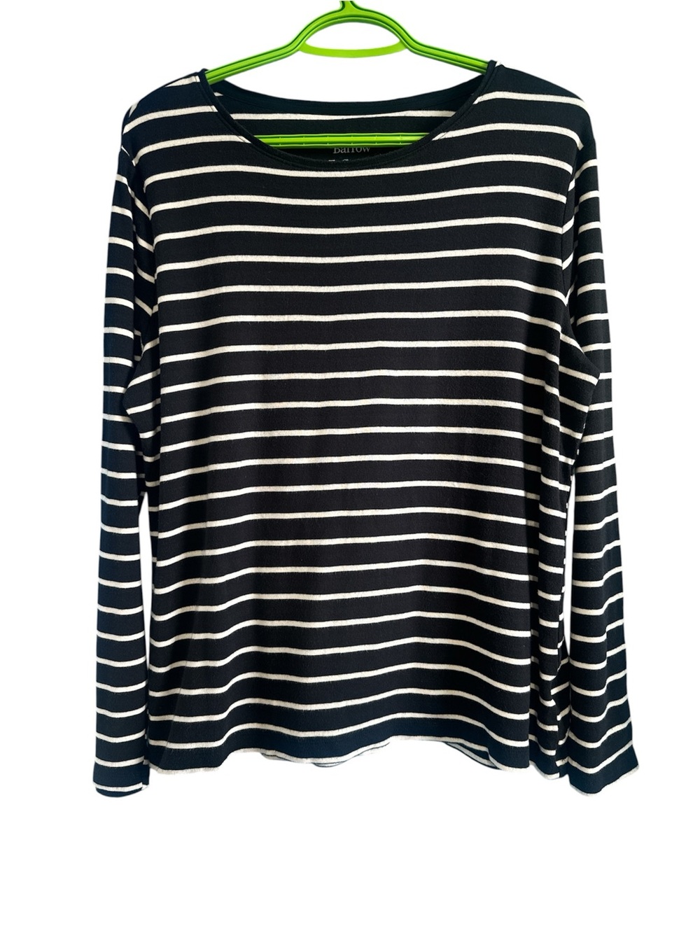 CROFT & BARROW Women’s Black White Striped Long Sleeve Classic Tee Size L